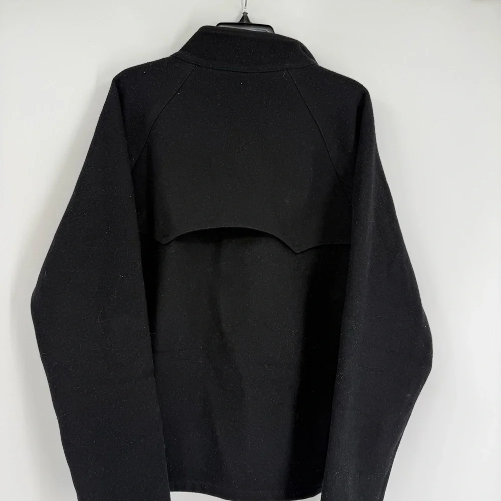 Polo Ralph Lauren Coat Mens Large Black Full Zip Lined Jacket Wool Blend